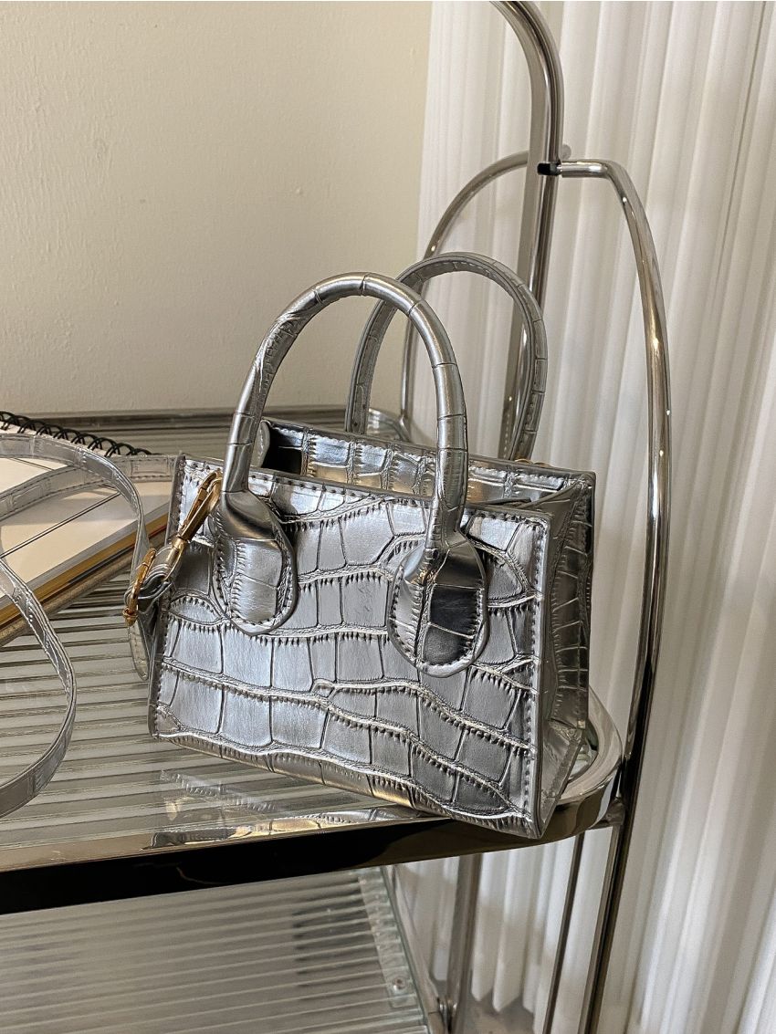 Mini Crocodile Embossed Square Bag