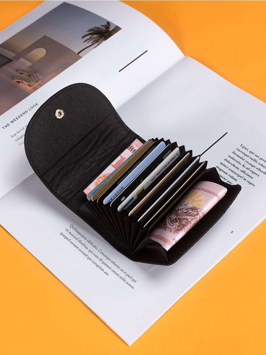 Allover Graphic Snap Button Card Holder