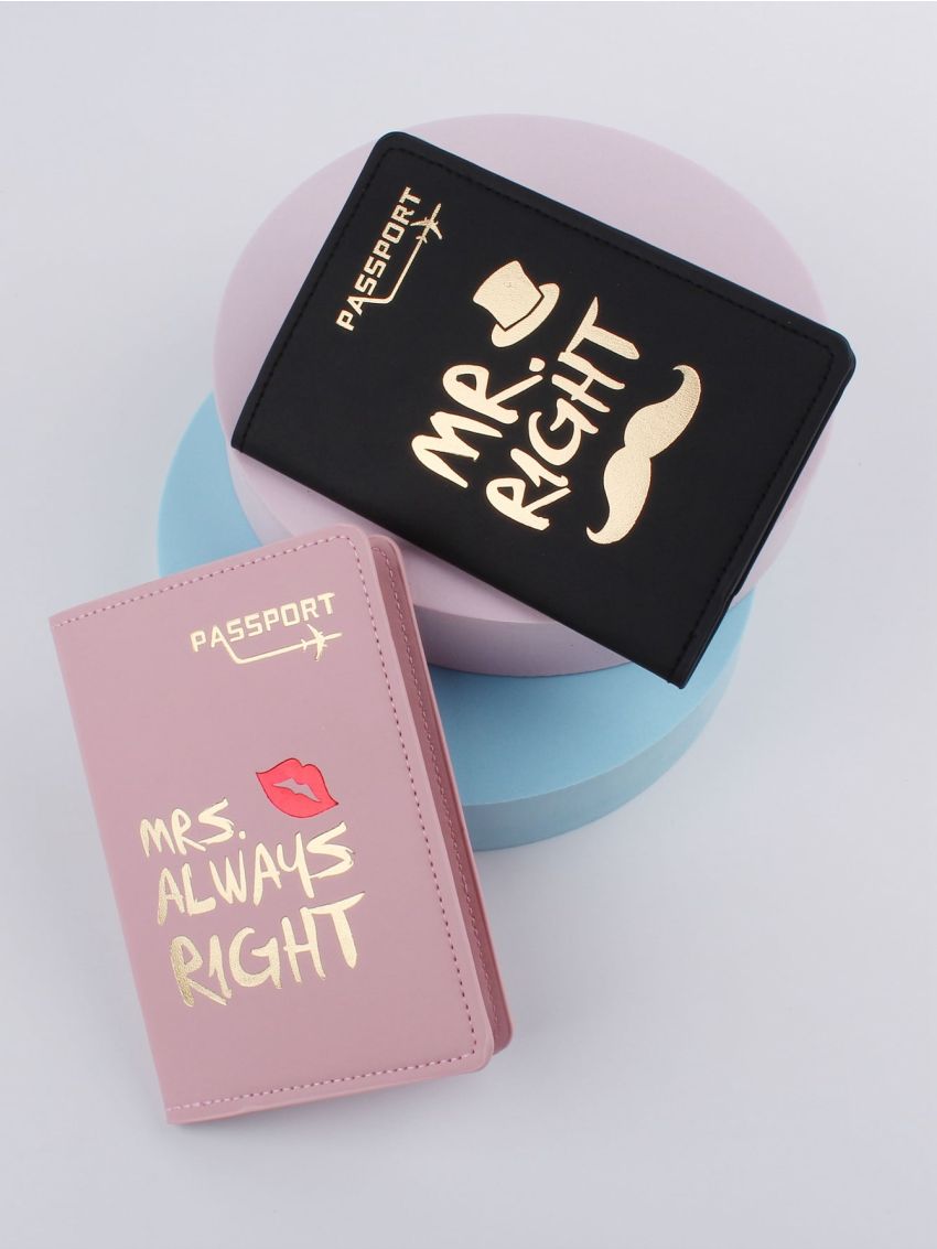2pcs Lip & Slogan Graphic Passport Case
