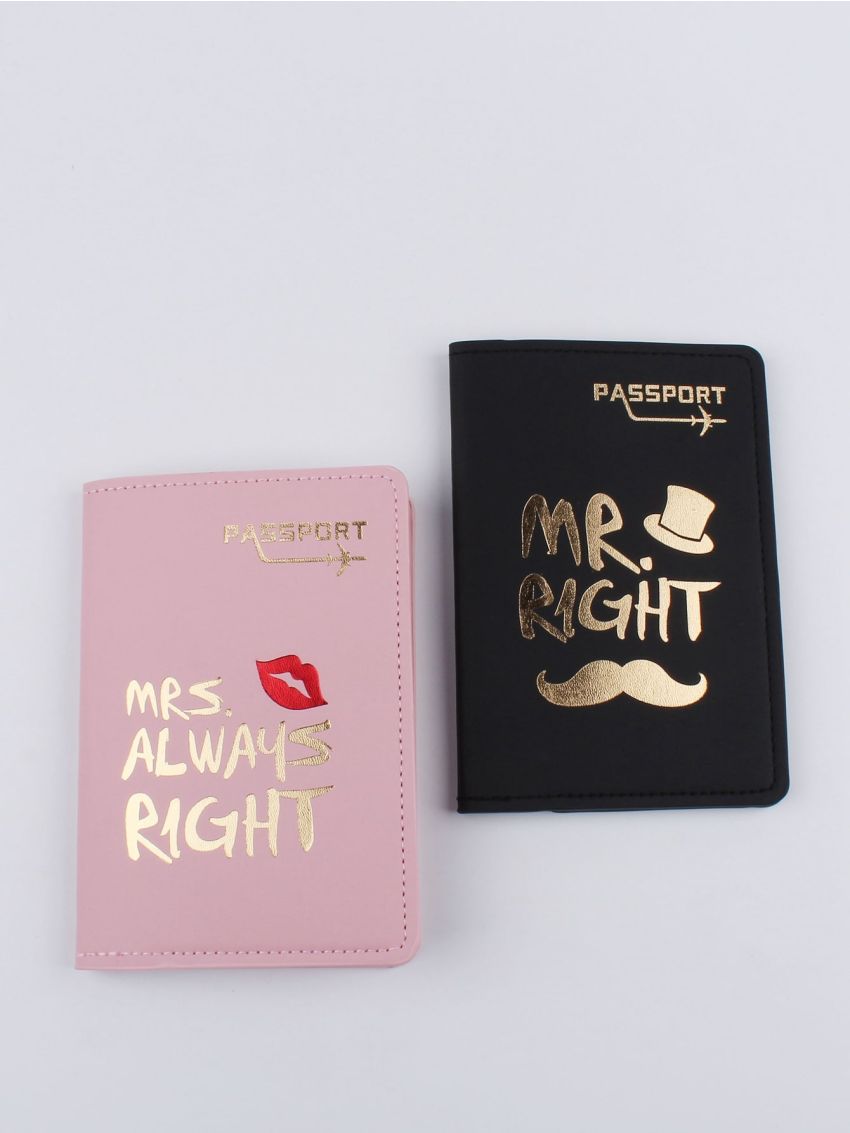 2pcs Lip & Slogan Graphic Passport Case