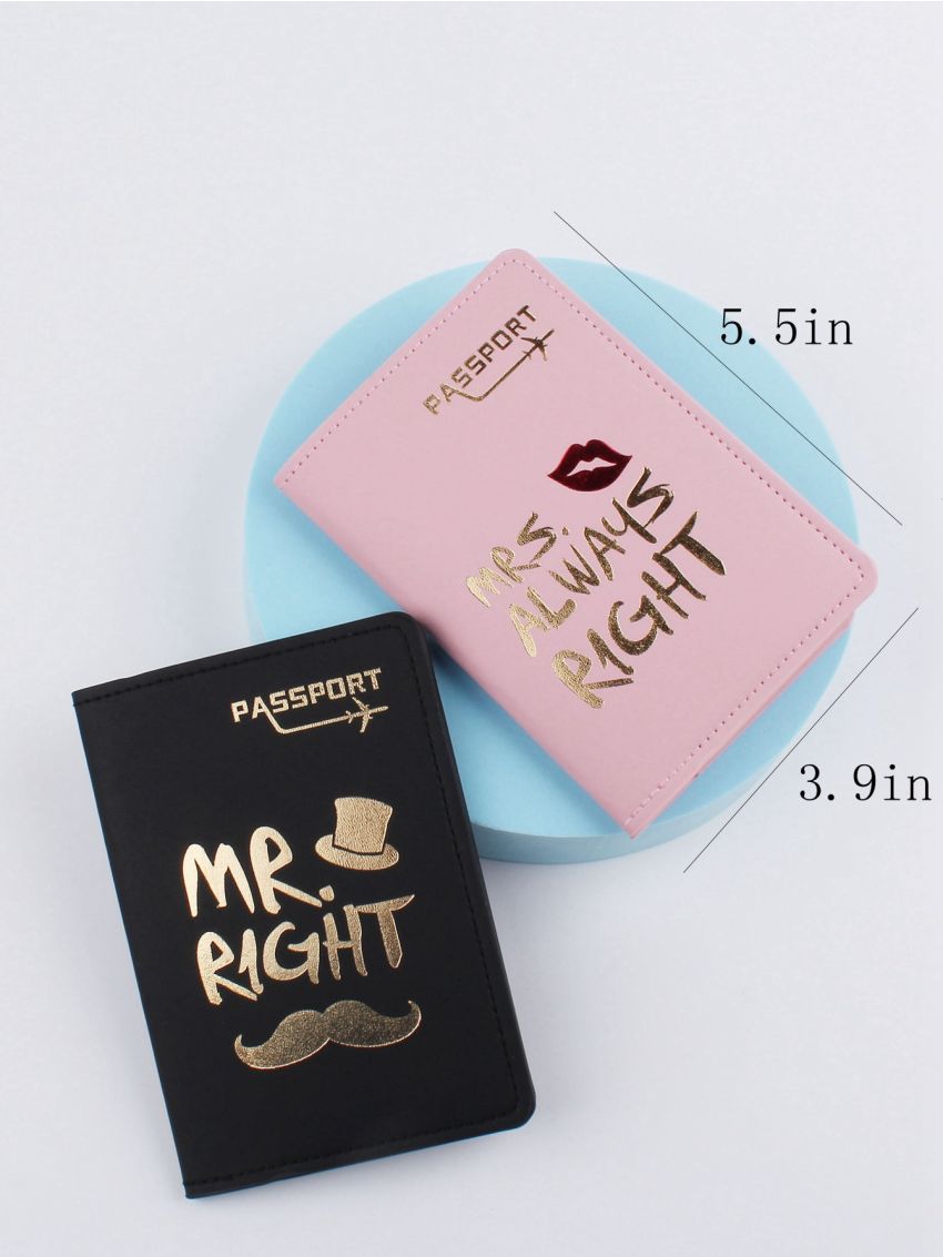 2pcs Lip & Slogan Graphic Passport Case