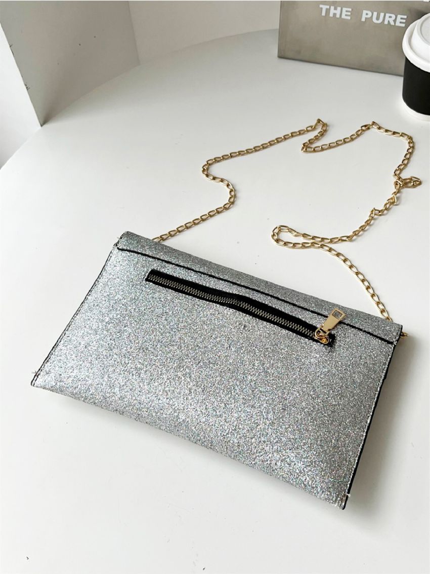 Metal Decor Chain Flap Square Bag