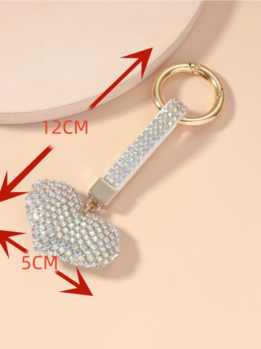 Allover Rhinestone Decor Heart Design Bag Charm
