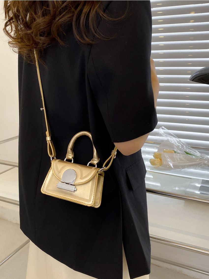Mini Metal Lock Design Square Bag