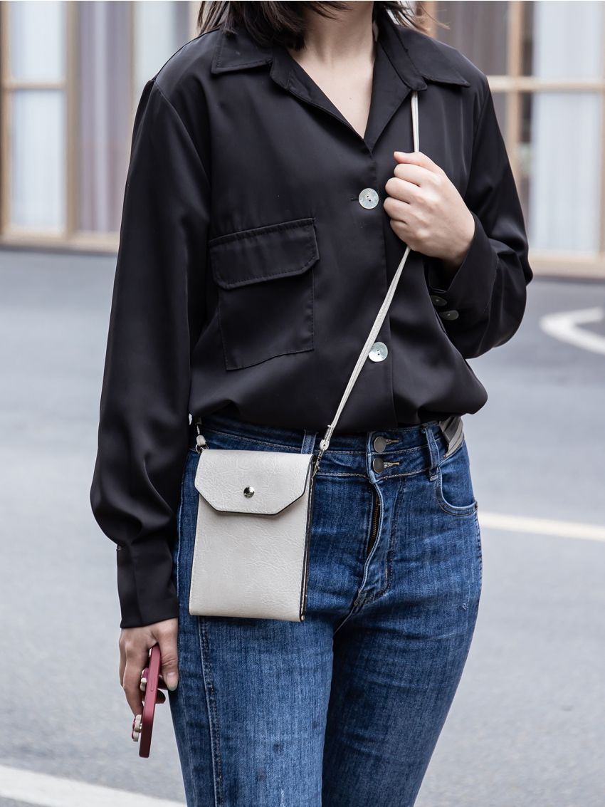 Snap Button Flap Phone Wallet