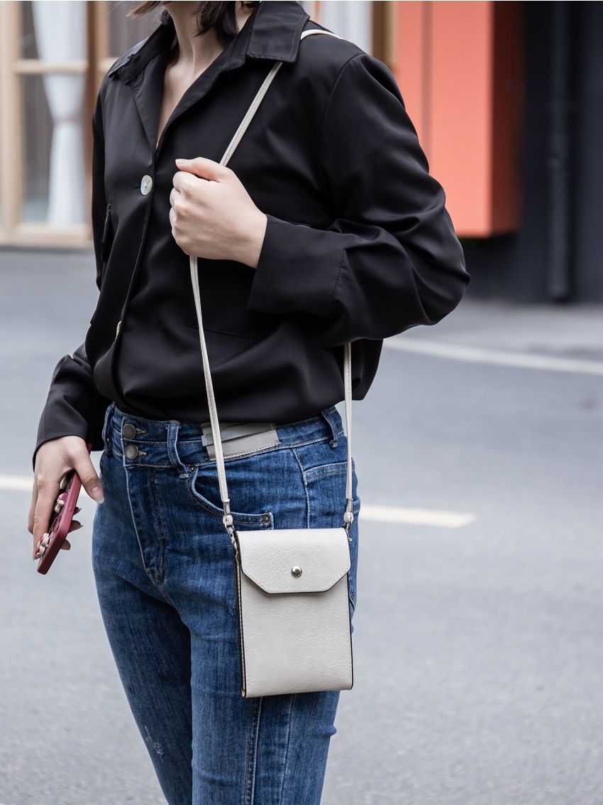 Snap Button Flap Phone Wallet