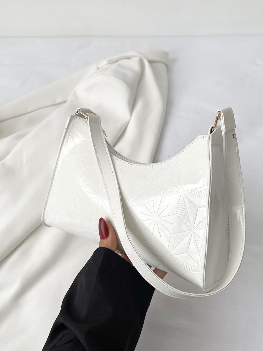 Geometric Embossed Baguette Bag
