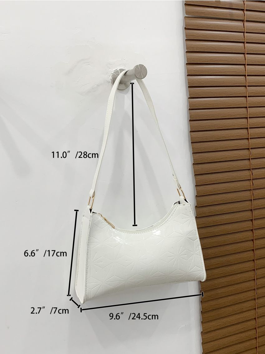 Geometric Embossed Baguette Bag