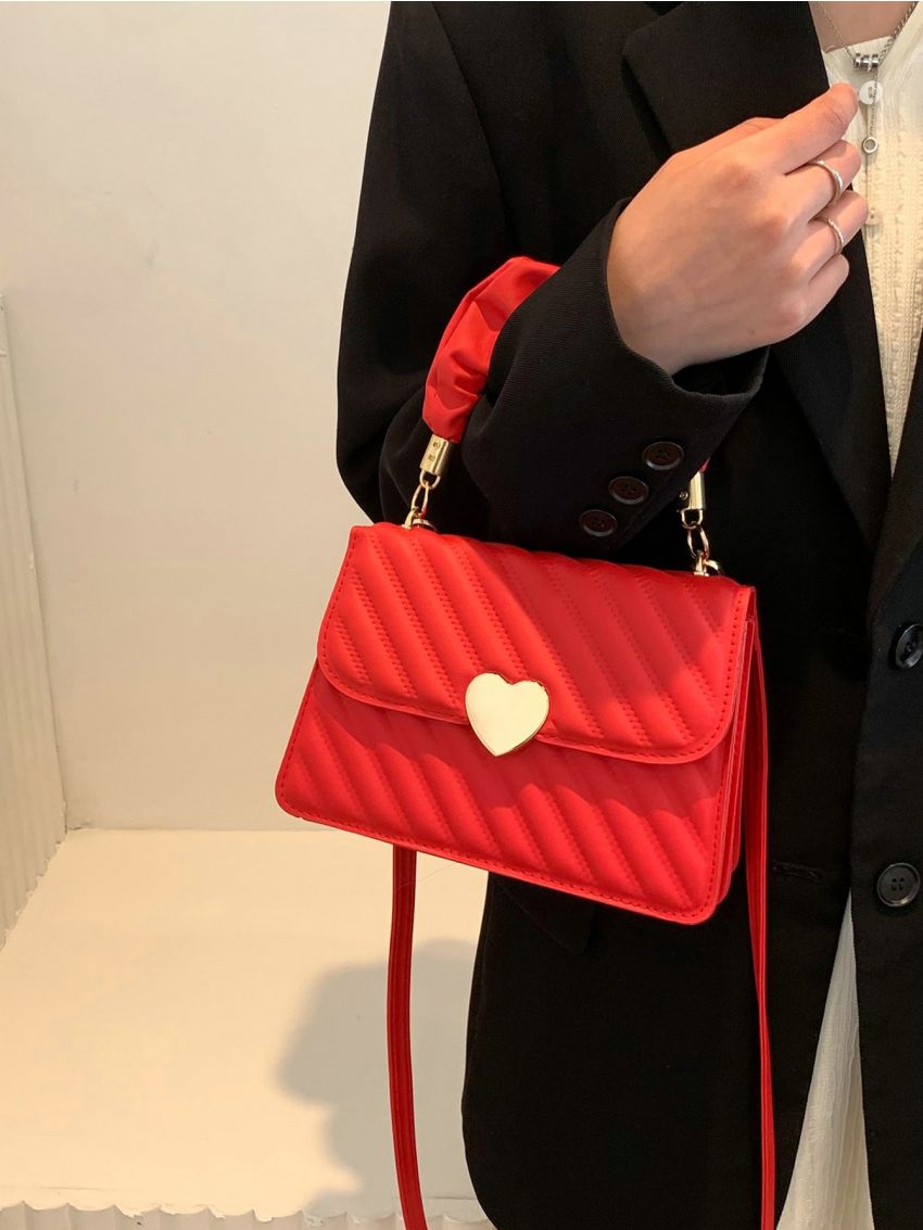 Quilted Pattern Flap Square Bag