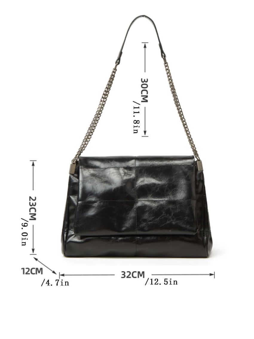 Minimalist Square Bag Medium Flap Black