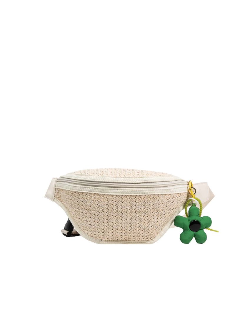 Mini Minimalist Straw Bag With Bag Charm