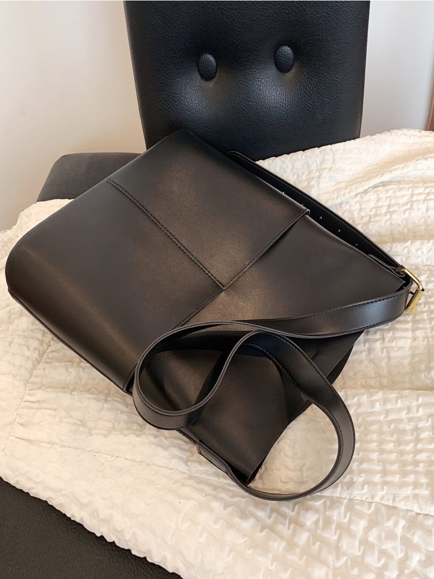 Large Capacity Bucket Bag, Women's Vintage Tote Bag With Wide Strap