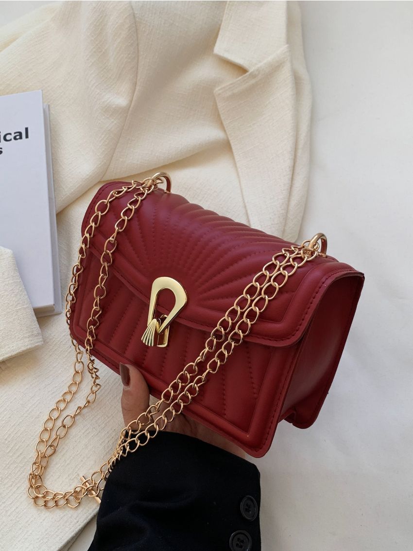 Mini Stitch Detail Metal Decor Square Bag