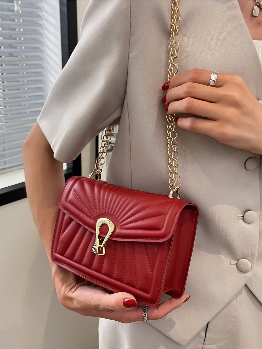 Mini Stitch Detail Metal Decor Square Bag