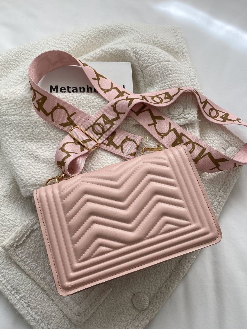 Mini Chevron Quilted Chain Decor Flap Square Bag