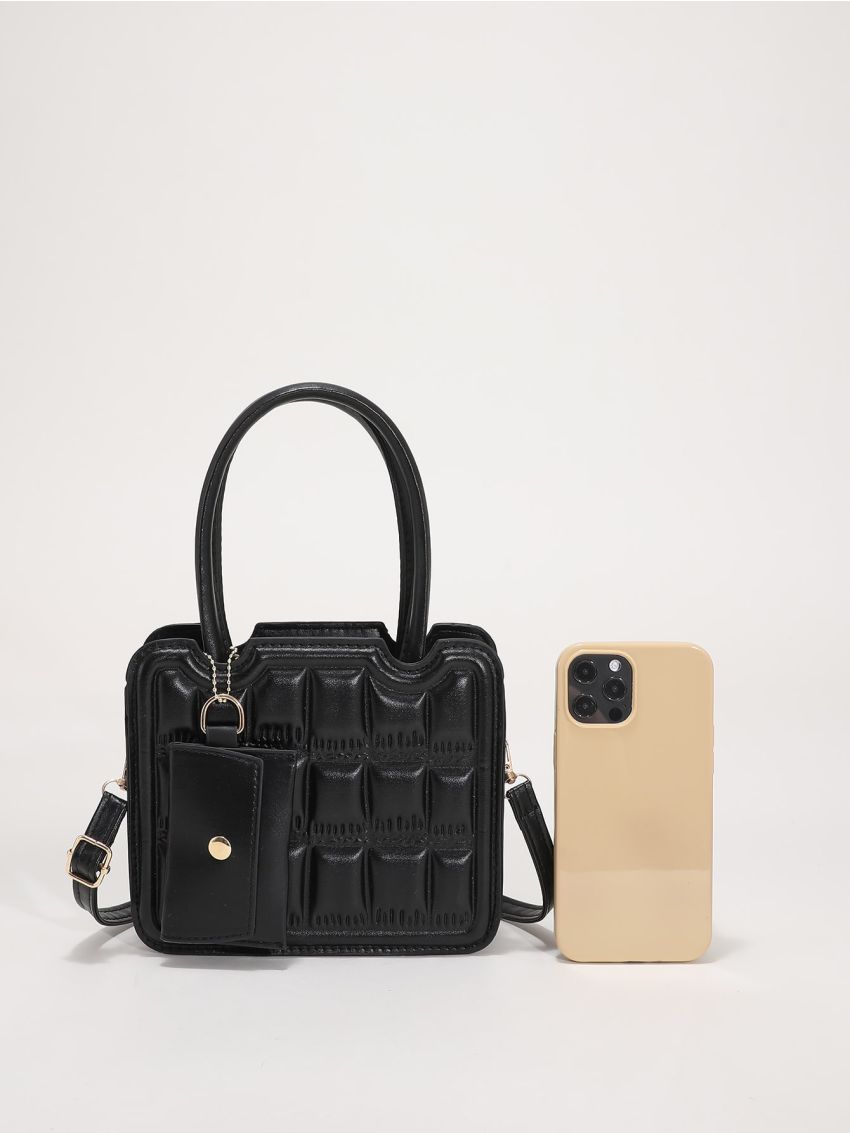 Mini Embossed Detail Square Bag With Coin Purse