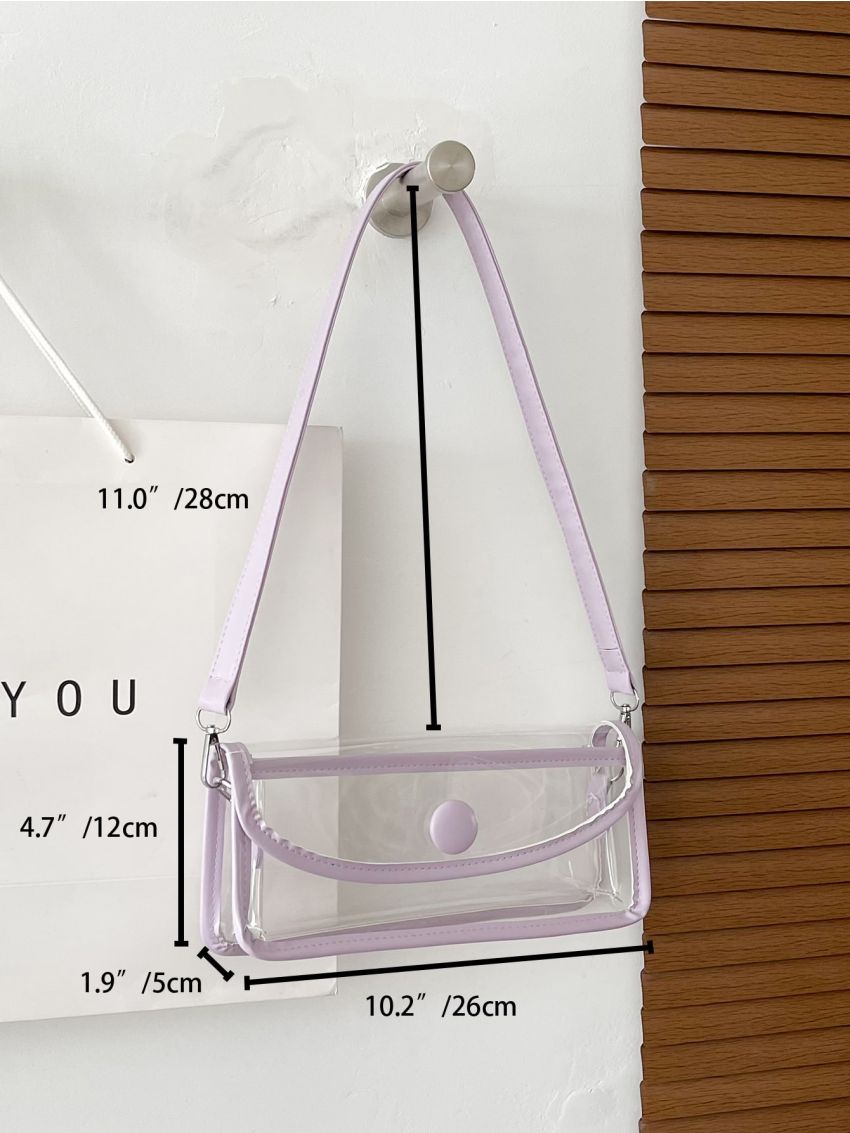 Button Detail Clear Square Bag