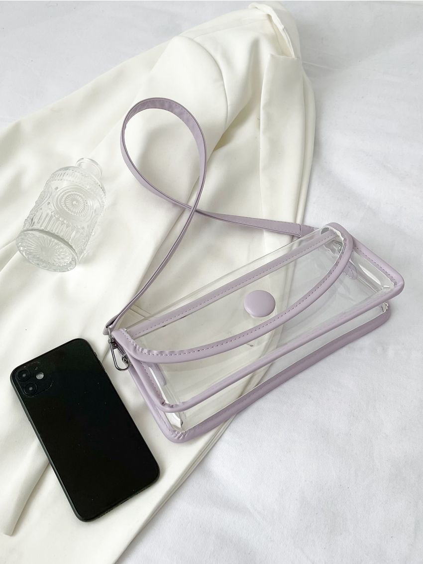 Button Detail Clear Square Bag