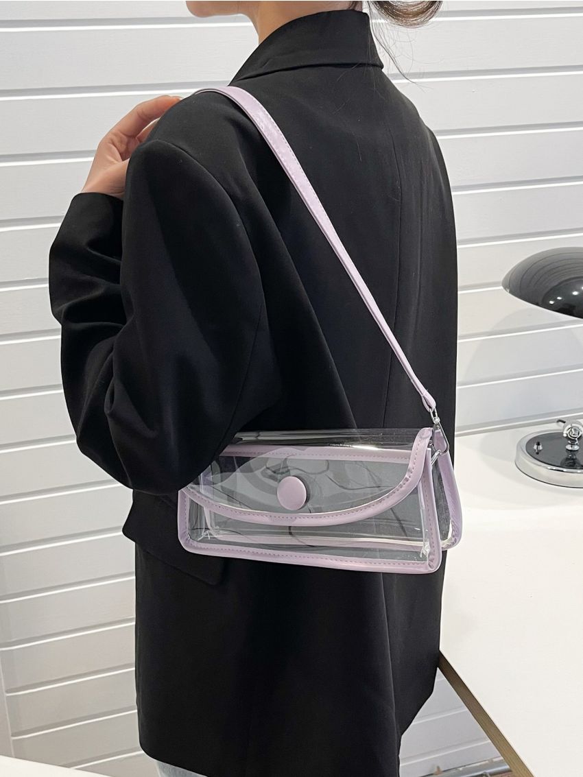 Button Detail Clear Square Bag