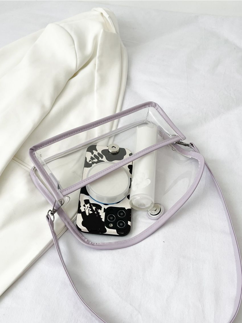 Button Detail Clear Square Bag