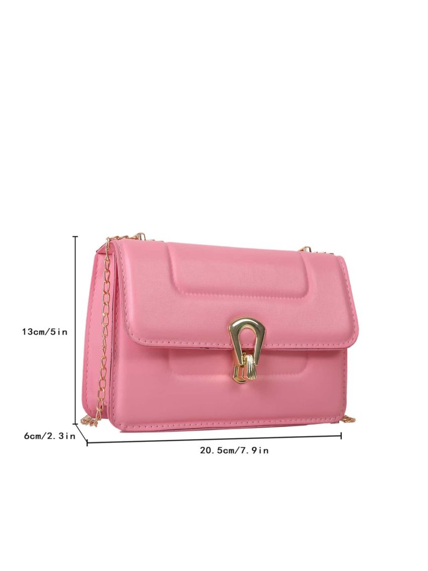 Metal Lock Flap Chain Square Bag