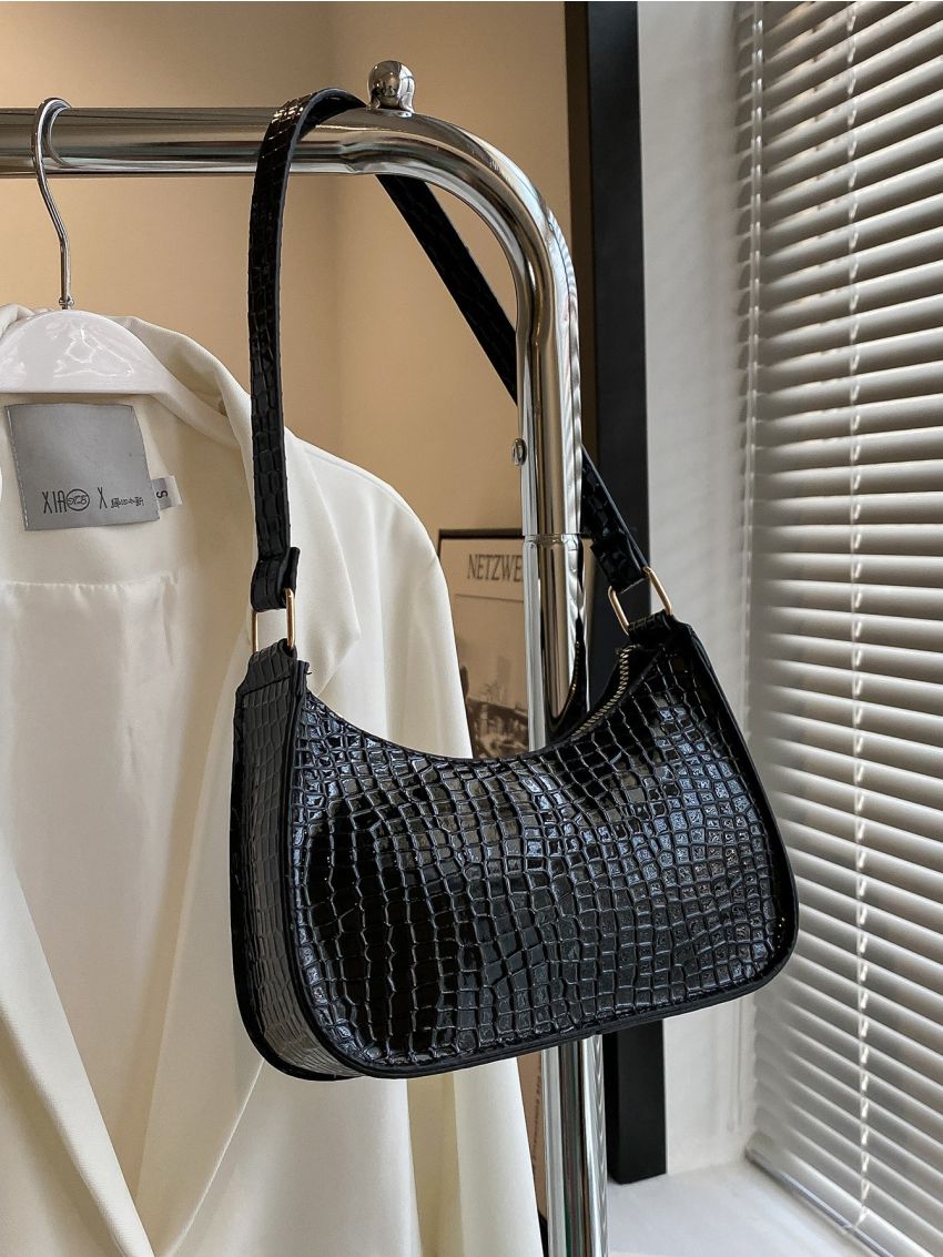 Mini Minimalist Stone Embossed Baguette Bag