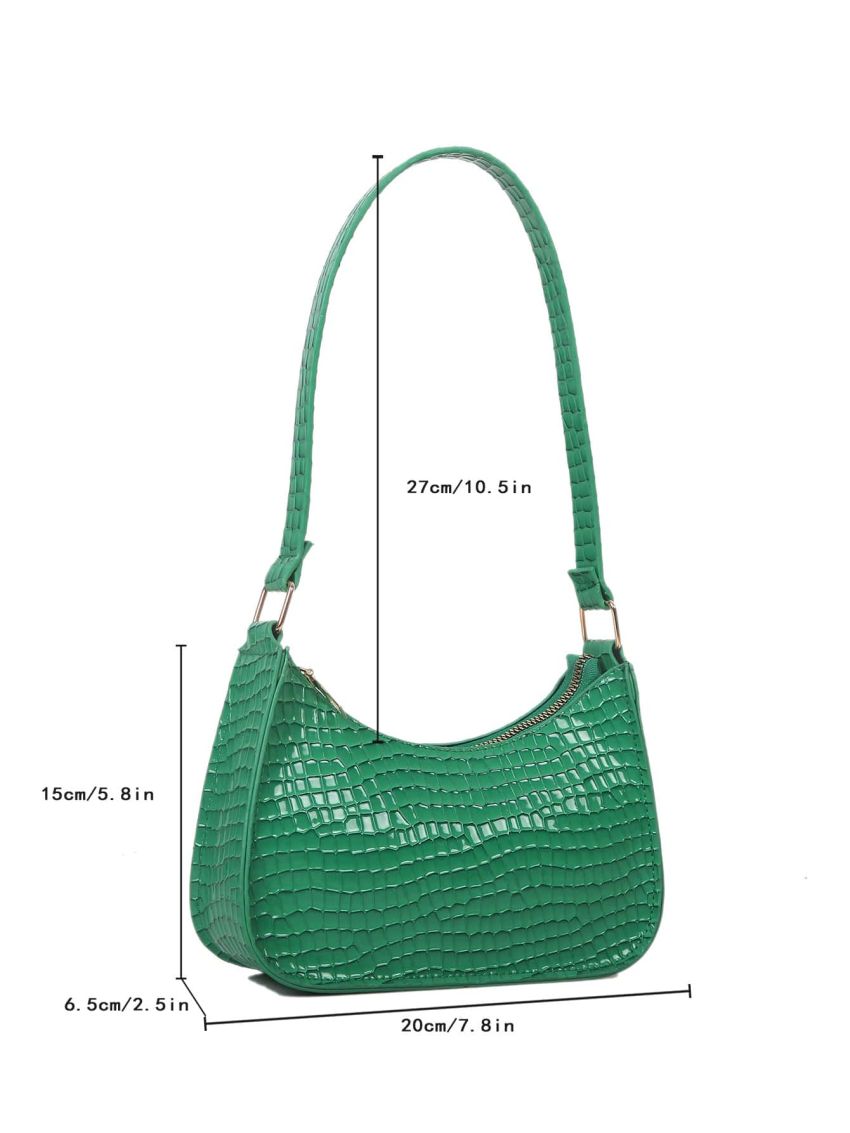 Mini Crocodile Embossed Baguette Bag