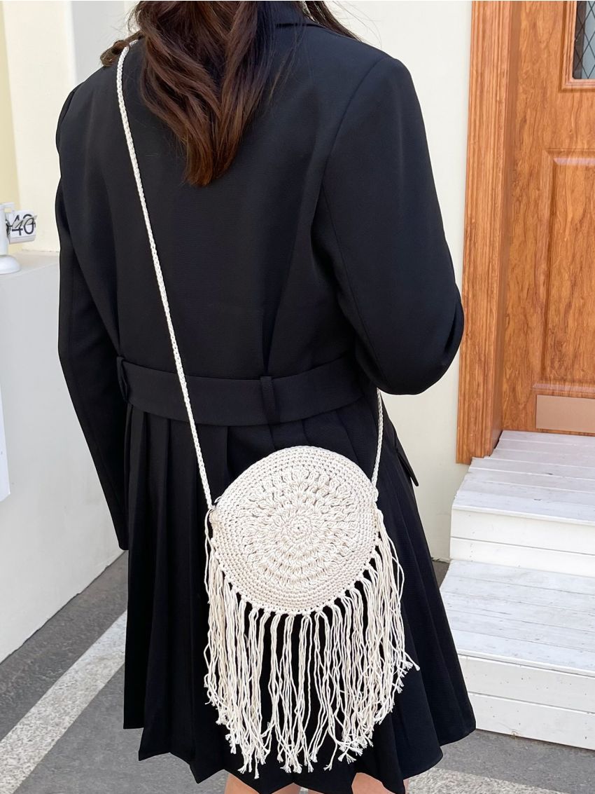 Mini Fringe Decor Straw Bag