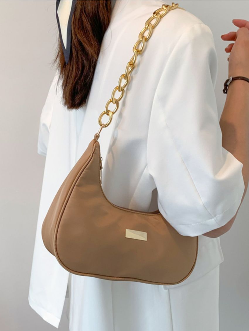 Metal Decor Chain Shoulder Bag