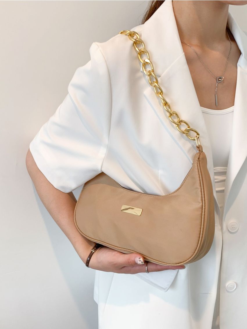 Metal Decor Chain Shoulder Bag