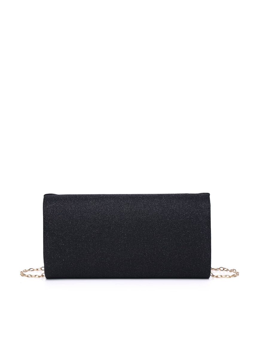 Mini Glitter Ruched Detail Chain Evening Bag