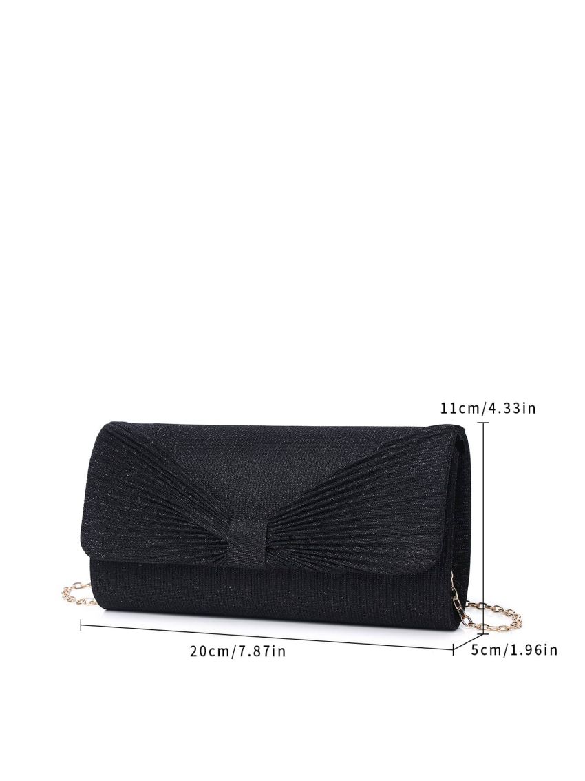 Mini Glitter Ruched Detail Chain Evening Bag