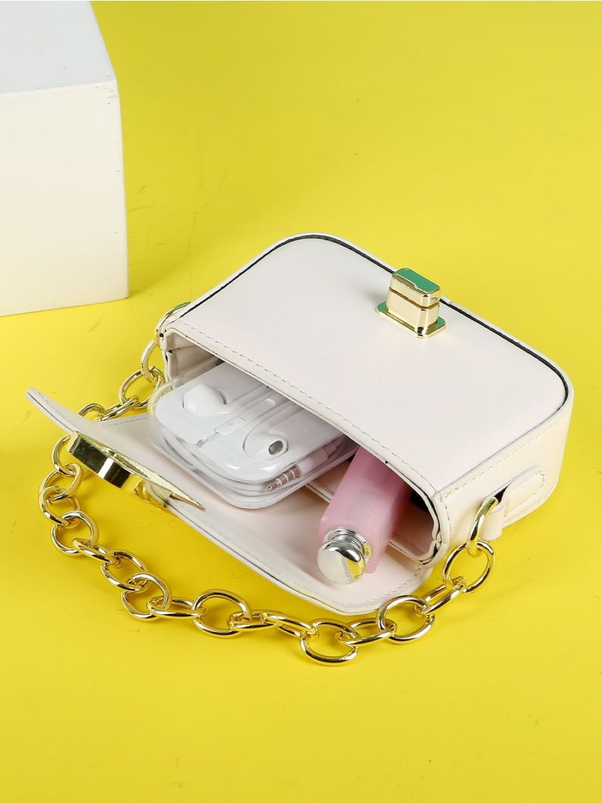 Mini Twist Lock Flap Chain Square Bag