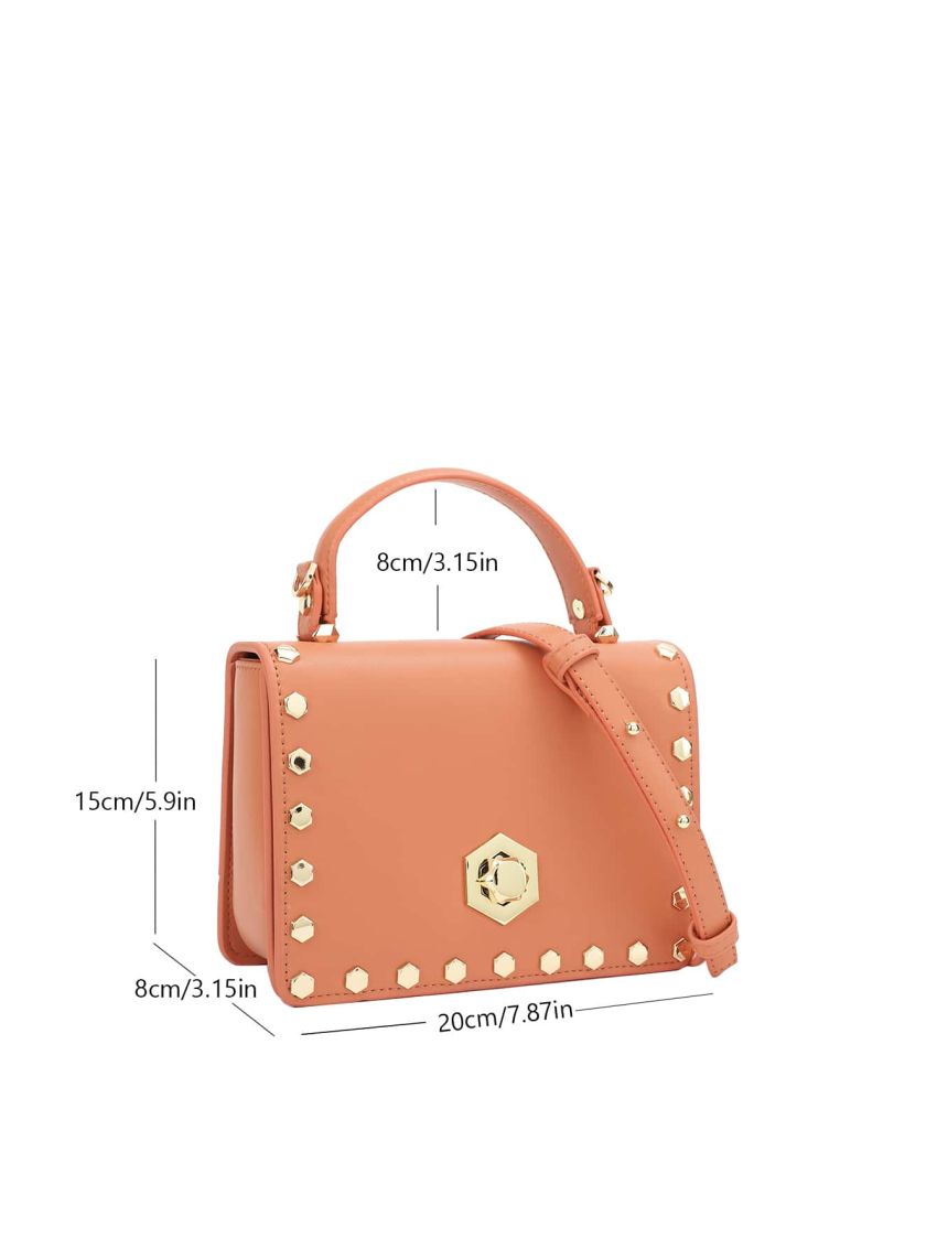 Studded Decor Flap Square Bag