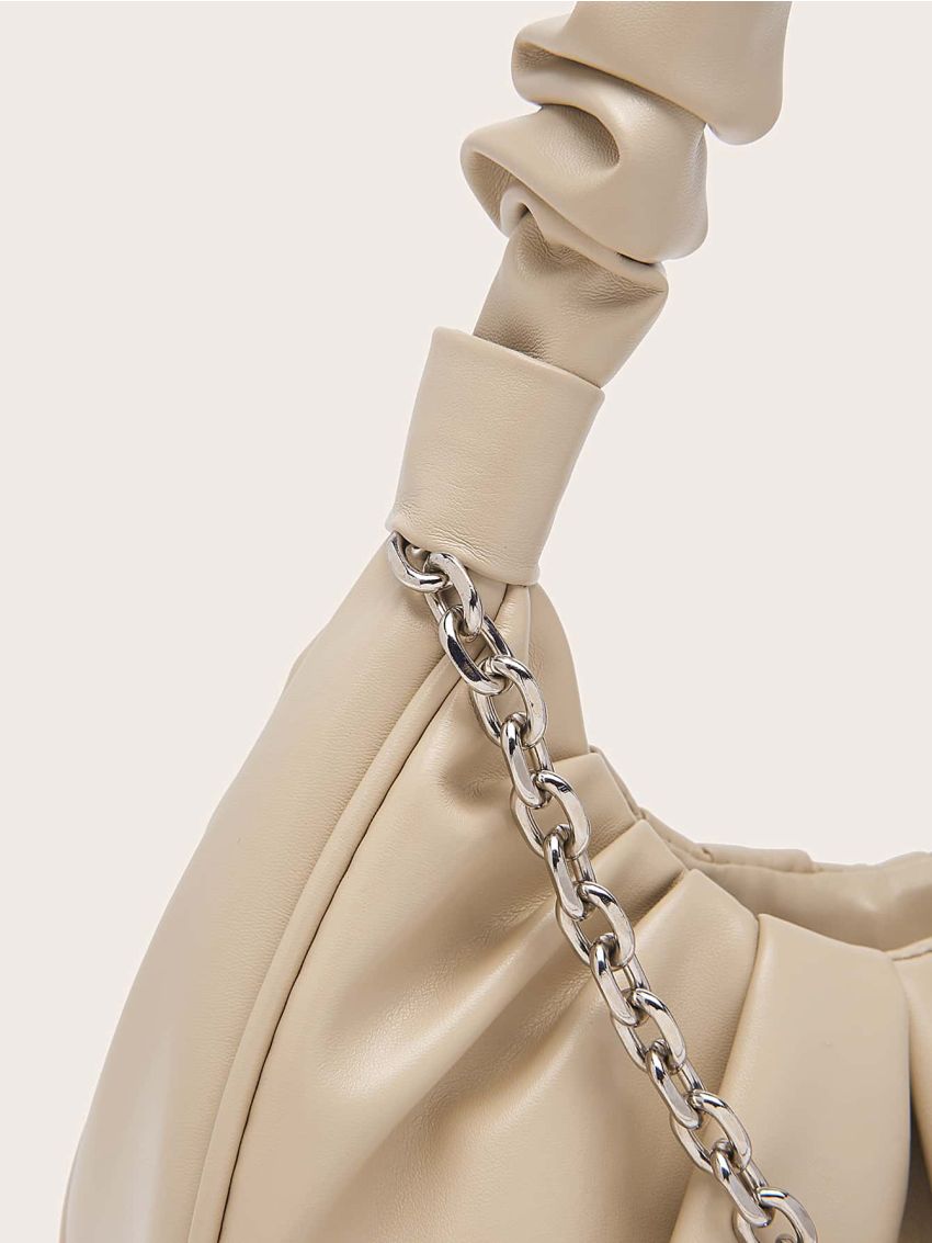 Chain Decor Ruched Bag