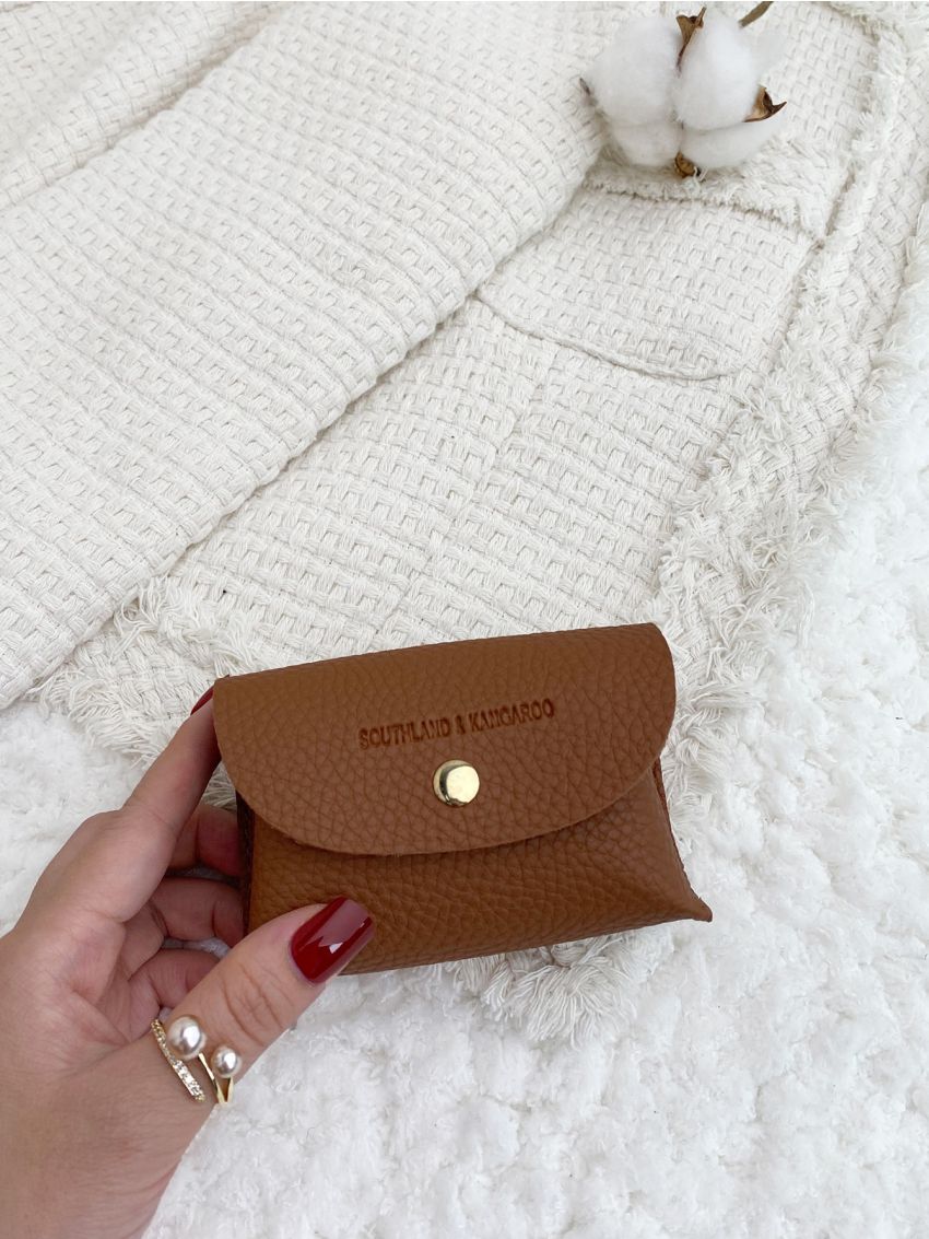 Letter Embossed Snap Button Coin Purse