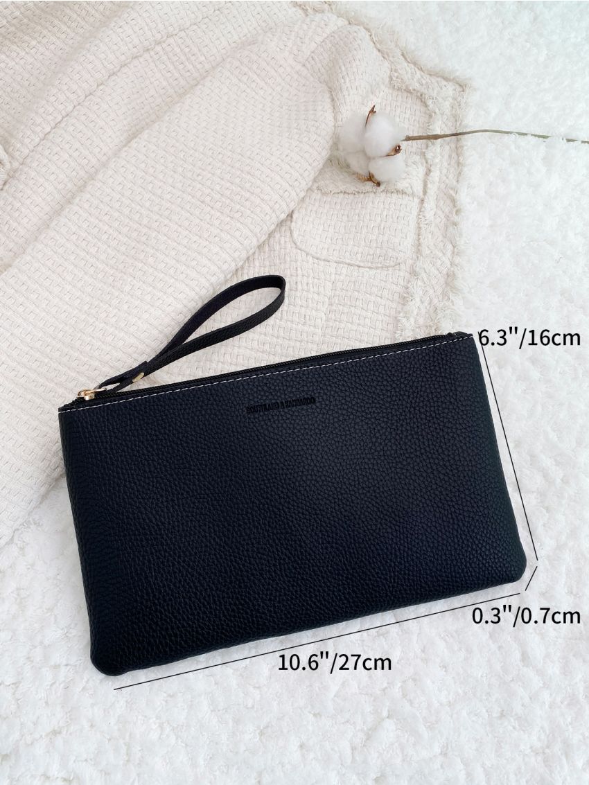 Letter Graphic Litchi Embossed Square Bag