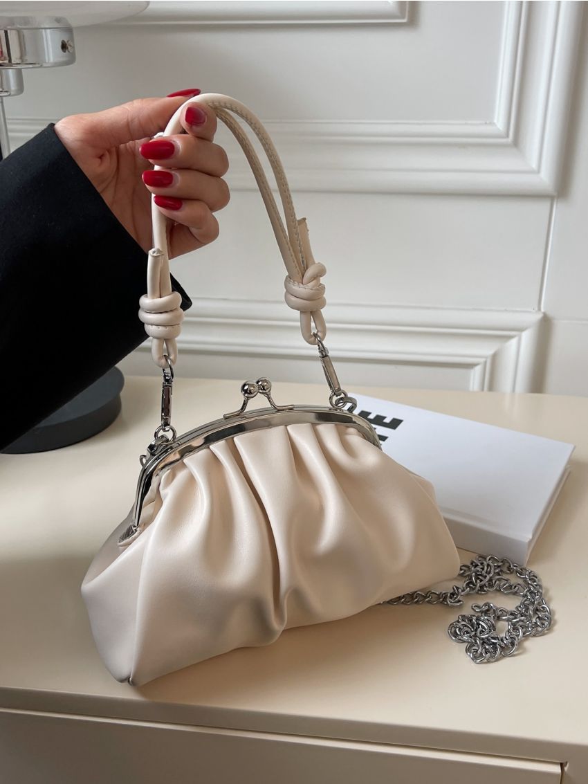 Kiss Lock Chain Ruched Bag
