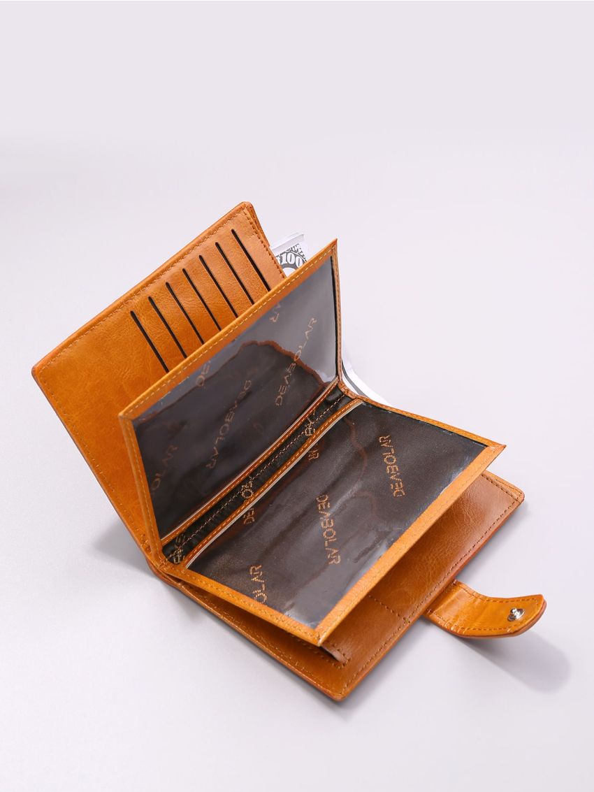 Letter Embossed Snap Button Small Wallet