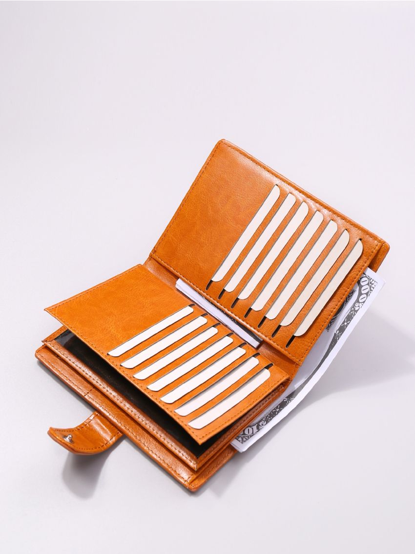 Letter Embossed Snap Button Small Wallet