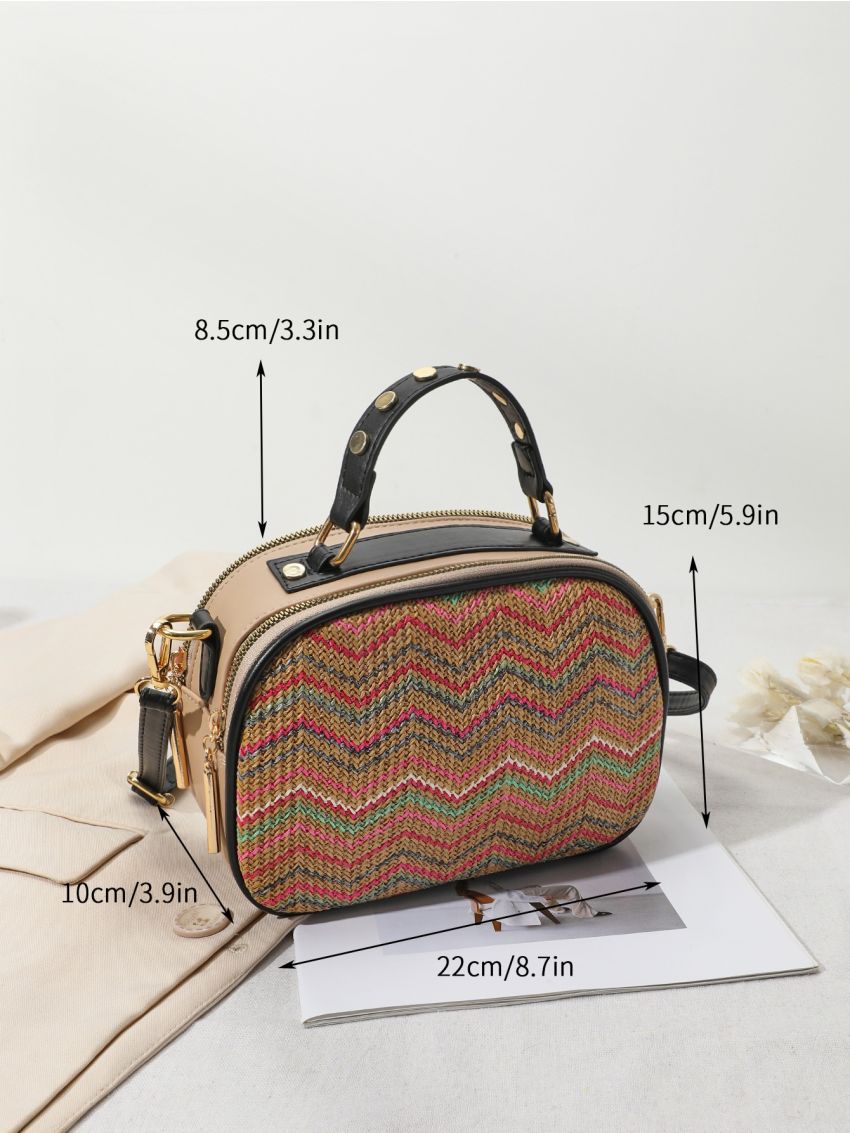 Chevron Pattern Straw Bag