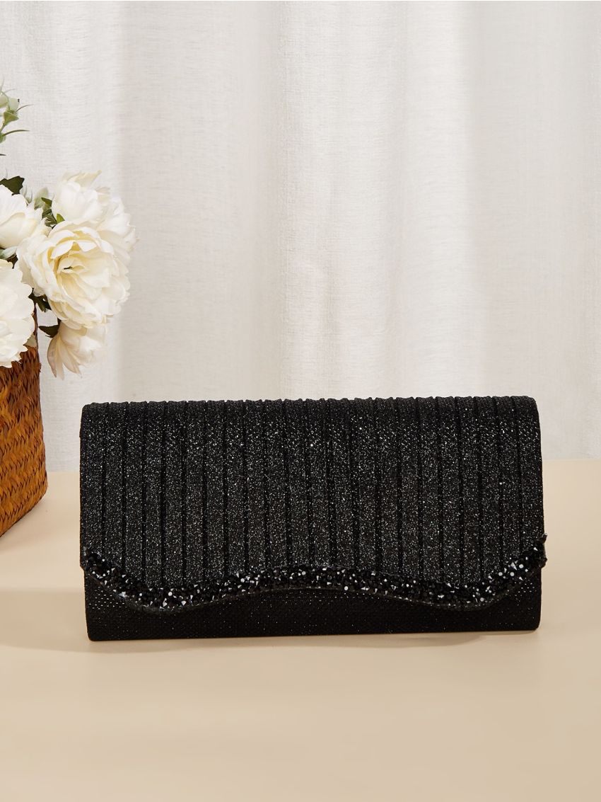 Mini Glitter Rhinestone Decor Flap Chain Evening Bag