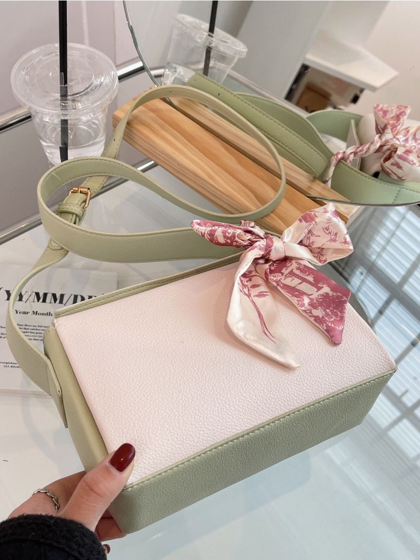 Mini Twilly Scarf Decor Color Block Square Bag