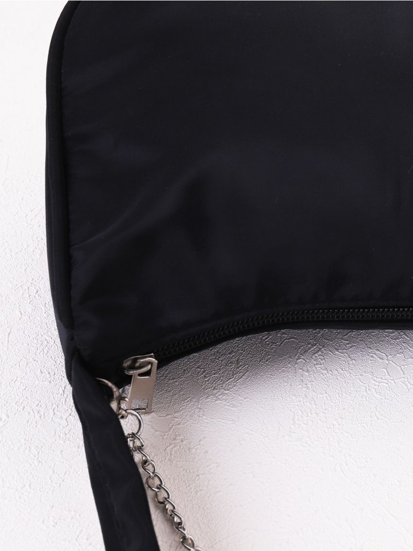 Mini Metal Butterfly & Chain Decor Baguette Bag