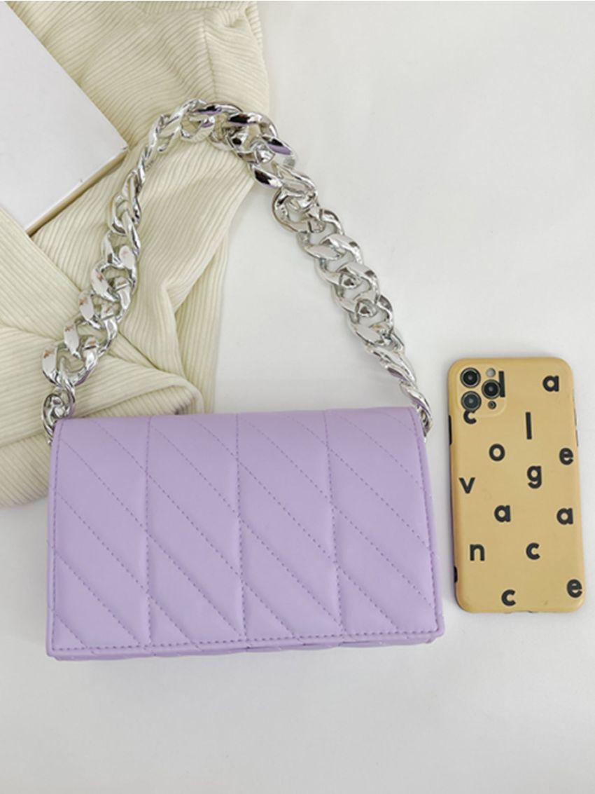 Quilted Flap Chain Square Bag
