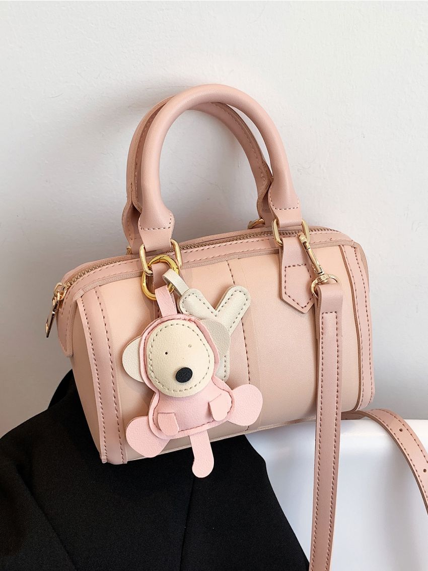 Mini Stitch Detail Boston Bag With Bag Charm