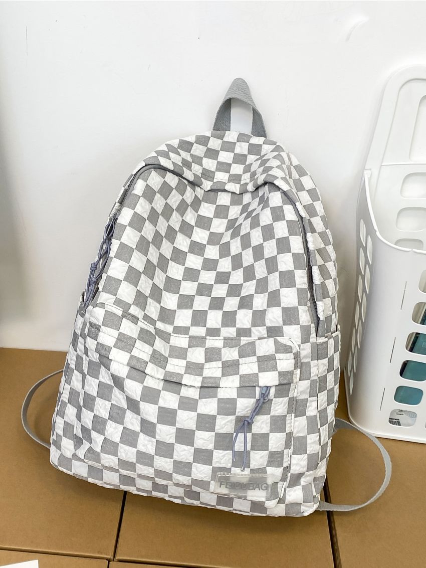 Checkered Large Capacity Functional Backpack