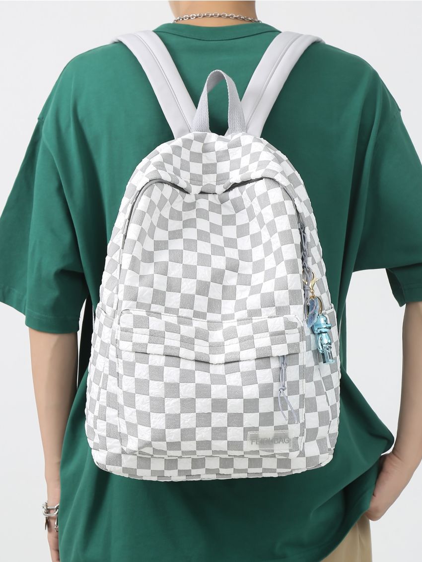 Checkered Large Capacity Functional Backpack
