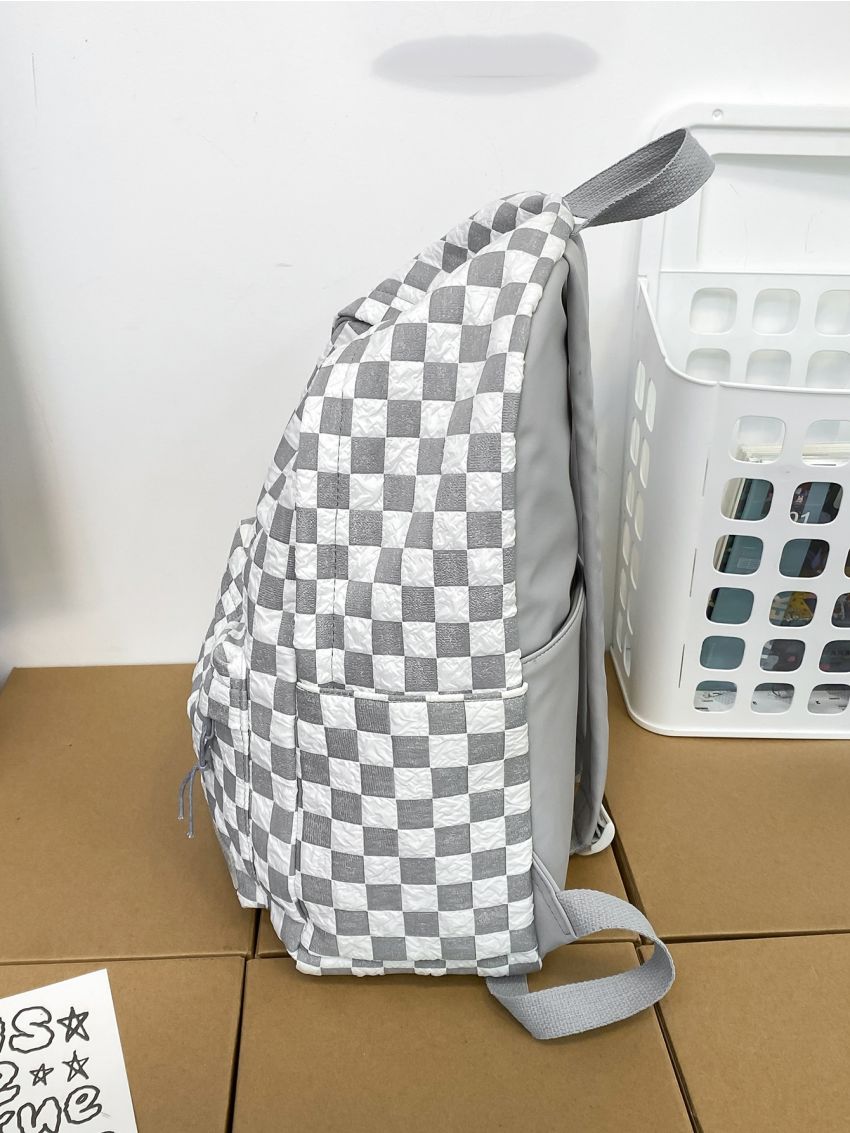 Checkered Large Capacity Functional Backpack