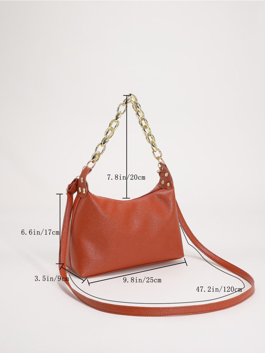 Chain Decor Baguette Bag